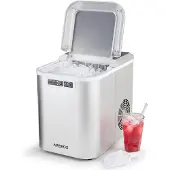 Arebos Jsblokjesmachine – IJsblokjesmaker – binnen 10-15 minuten - met IJsschep - 12kg/24u - 2,2L Watertank - Zilver