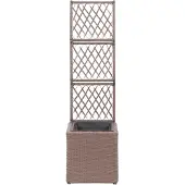 vidaXL Latwerkplantenbak verhoogd met 1 pot 30x30x107 cm rattan bruin