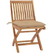 vidaXL Tuinstoelen 2 st met beige kussens massief teakhout