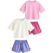 Next Nachtkledij beige / donkerblauw / fuchsia / lichtroze