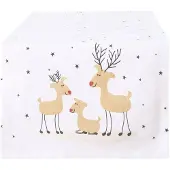 Boltze Katoenen Tafelrunner 140x40cm met Rendieren & Sterren - Kerstdecoratie