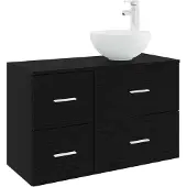 vidaXL Badkamermeubel Set 2 pcs Zwart eiken Bewerkt hout