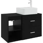 vidaXL Badkamermeubel Set 2 pcs Zwart eiken Bewerkt hout