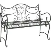 vidaXL Tuinbank, 2 zitplaatsen, 114 x 56,5 x 90 cm, staal, zilverkleurig grijs
