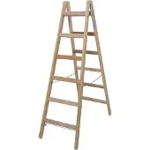 Krause Dubbele trapladder, hout, 2 x 6 sporten