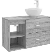 vidaXL Badkamerkast set, 2 stuks, grijs Sonoma, houtfineer