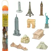 Safari Ltd Around The World TOOB - 10 beeldjes: Scheve Toren van Pisa, Eiffeltoren, Taj Mahal, Vrijheidsbeeld, piramides van Gizeh en meer - Onderwijs