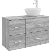 vidaXL Badkamermeubel Set 2 st Grijs Sonoma Bewerkt hout
