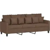 vidaXL 3-delige Loungeset met kussens stof bruin