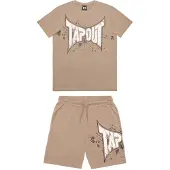 TAPOUT Joggingpak 'Dunlab' bruin / lichtbruin / wit