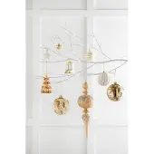 J-Line hanger Boom + Kralen - glas - goud - doos van 4