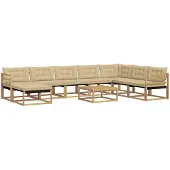 vidaXL Buiten bank set 9 st Wit en Beige Massief Acacia Hout