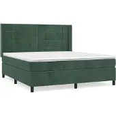 vidaXL Boxspring met matras fluweel donkergroen 160x200 cm