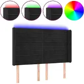 vidaXL Hoofdbord LED 147x16x118/128 cm fluweel zwart