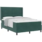 vidaXL Boxspring bed met hoofdeinde Donkergroen 140 x 200 cm Fluweel