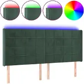 vidaXL Hoofdbord LED 163x16x118/128 cm fluweel donkergroen