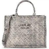 Replay Schoudertas beige / grijs