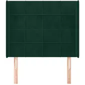 vidaXL Hoofdbord met randen 93x16x118/128 cm fluweel donkergroen
