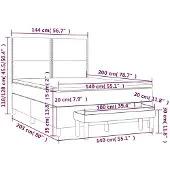 vidaXL Boxspring met matras stof zwart 140x200 cm