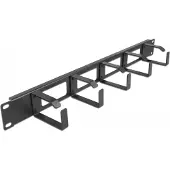 DeLOCK 19″ Cable Management Routing Panel with 4 openings and 5 hooks 1U black
