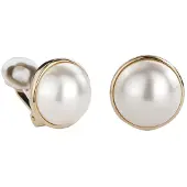 Traveller parel oorclip - met 16mm Swarovski Crystal parel cream - 22ct verguld - #113375