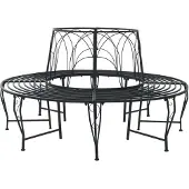 vidaXL Boom Bank 8-Aantal zitplaatsen Ø 160 x 89 cm Staal Zwart Rond