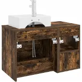 vidaXL Badkamermeubel Set 2 st Gerookt eiken Bewerkt hout