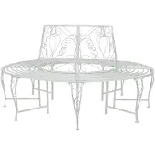 vidaXL Boom Bank 8-Aantal zitplaatsen Ø 160 x 89 cm Staal Antiek wit