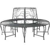 vidaXL Bank met rugleuning, 8 zitplaatsen, diameter 160 x 89 cm, staal, zilverkleurig, rond