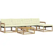vidaXL Buiten bank set 6 st Wit en crèmekleurig