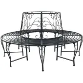 vidaXL Bank met rugleuning, 8 zitplaatsen, diameter 160 x 89 cm, staal, zwart, rond