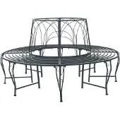 vidaXL Bank met rugleuning, 8 zitplaatsen, diameter 160 x 89 cm, staal, zilverkleurig, rond