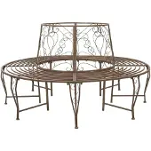 vidaXL Boom Bank 8-Aantal zitplaatsen Ø 160 x 89 cm Staal Antiek Bruin