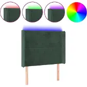 vidaXL Hoofdbord LED 93x16x118/128 cm fluweel donkergroen