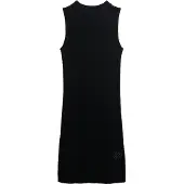 Superdry Dames Chevron gehaakte mini-jurk zwart (L), Casual, Feest, Katoen, Mouwloos / spaghettibandjes W8011870A