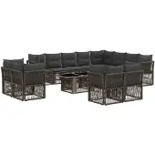vidaXL Tuinbank Set 13 st Grijs poly rattan