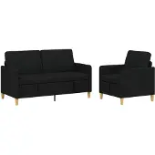 vidaXL Sofa Set Met Opslag 2 st Zwart Polyester