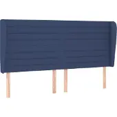 vidaXL Hoofdbord met randen 163x23x118/128 cm stof blauw