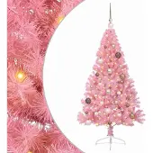 vidaXL Kunststof Voorverlichte Kerstboom met 150 LED Roze 150 cm PVC