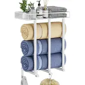 Unyqoos Ruimtebesparende Wandhanddoekhouder met Multifunctioneel Opbergrek voor Badkamer