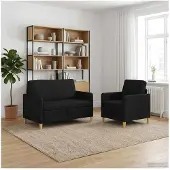 vidaXL Sofa Set Met Opslag 2 st Zwart Polyester