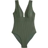 Next - Dames - Buikcorrigerend badpak met lage hals - Groen