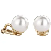 Traveller goudkleurige pareloorclip - met 10mm Swarovski Crystal parel - #700010