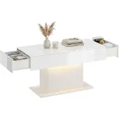 HOMCOM salontafel voor de woonkamer met LED-verlichting, wit
