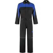 Bestex Overall Polyester/Katoen met verdekte rits 2-kleuren 60 / Zwart-Blauw
