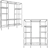 Eyepower Brede xxl garderobekast metalen legbordstang 178x148x44,5cm vouwbare kast