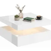 HOMCOM Coffee Table-MDF-78L x 78B x 40H cm-Hochglanzweiß