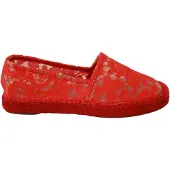 Dolce&Gabbana Rode Kant Katoenen Espadrilles Ballerina's