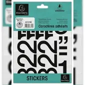 Exacompta 10x Etui met zelfklevende zwarte cijfers 0-9 50 mm - Zwart - 67374E