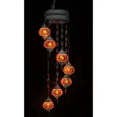 Halay Hanglamp multicolour bruin glas mozaïek Oosterse lamp kroonluchter Crèmewit 7 bollen